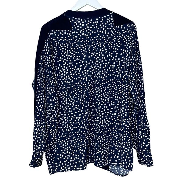 Sandrine Rose Polka Dot Oversized Mixed Media L/S Button Up Cardigan Women S NWT - Picture 3 of 9